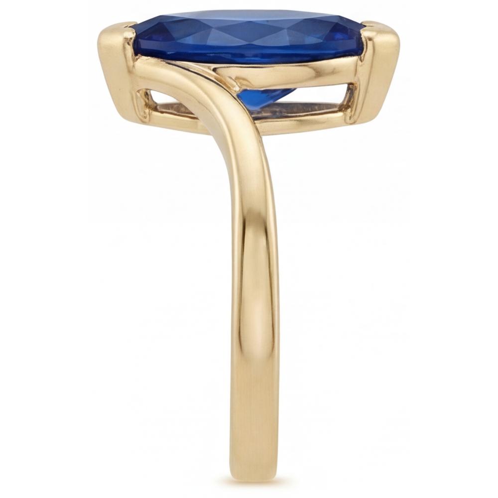 Zaffiro Blu Marquise Anello con Pietra Preziosa in Oro Giallo 14K – vista angolare