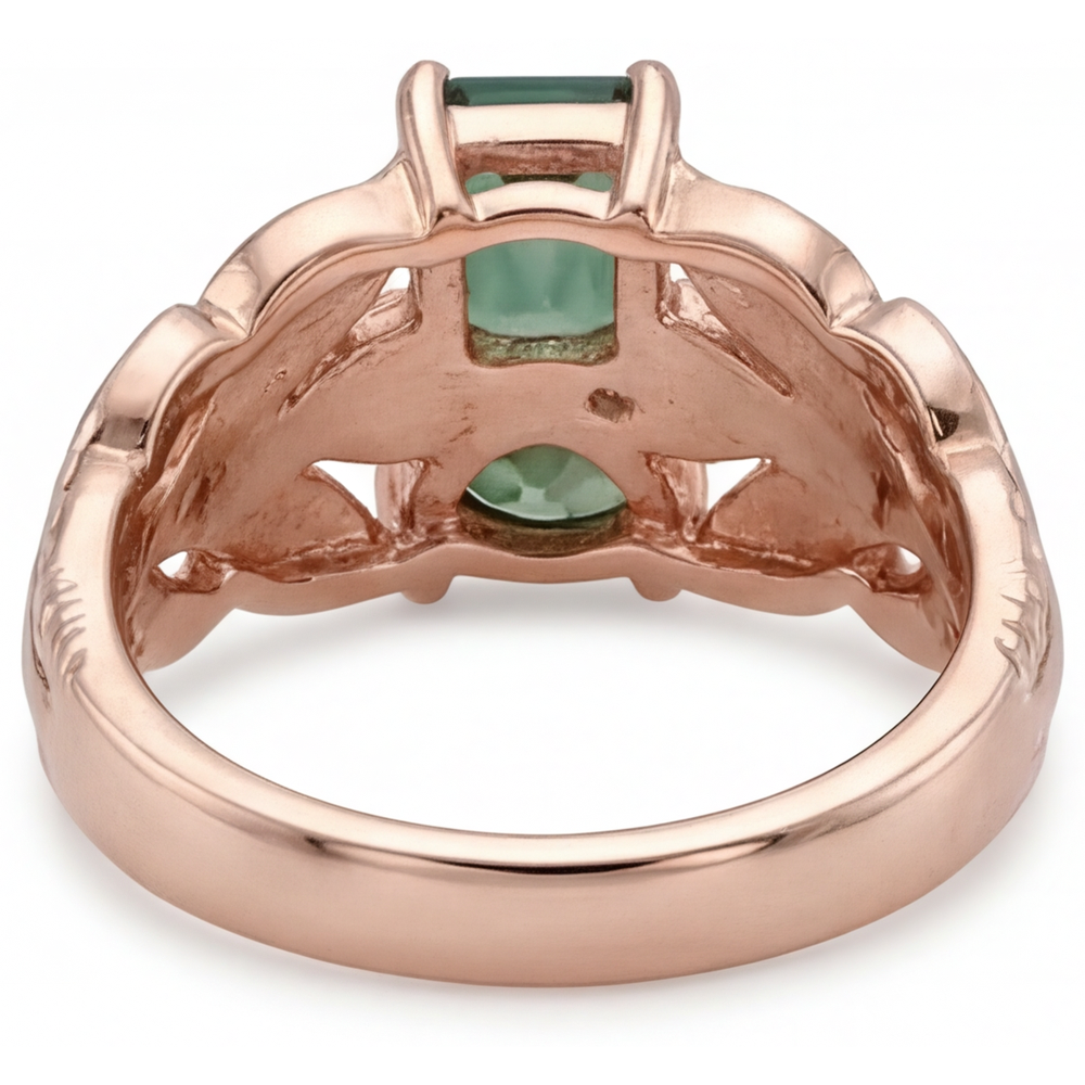 Zaffiro Blu Taglio a Gradini Anello Pietra Colorata in Oro 14 Carati Rosa – vista dall'alto
