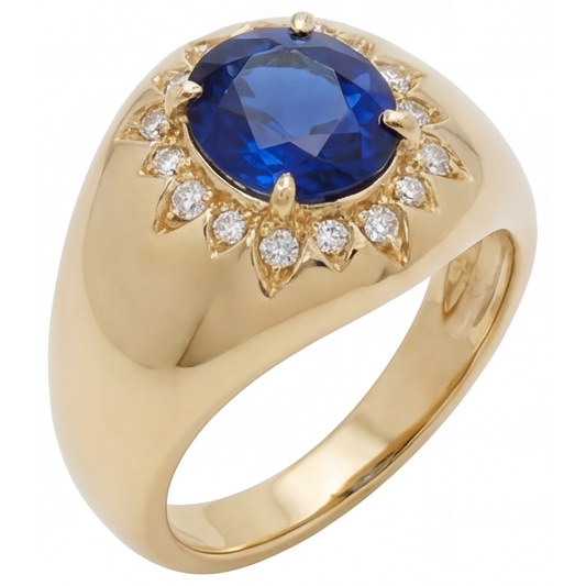 Zaffiro Blu Anello Pietra Colorata – vista frontale