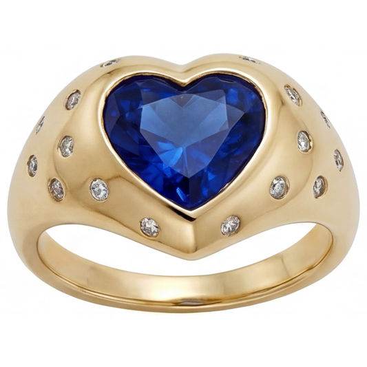 Zaffiro Blu Anello Pietra Colorata 3,50-carati Oro Giallo 14K – vista principale