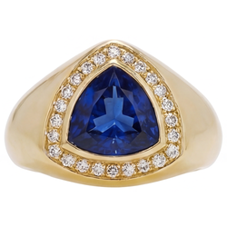 4 carati Zaffiro Blu Anello Pietra Colorata in Oro Giallo 14K