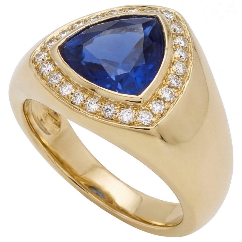 Zaffiro Blu Anello Pietra Colorata 4-carati Oro Giallo 14K – vista laterale