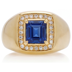 Uomo Senza tempo Anello con Pietra Preziosa con Zaffiro Blu