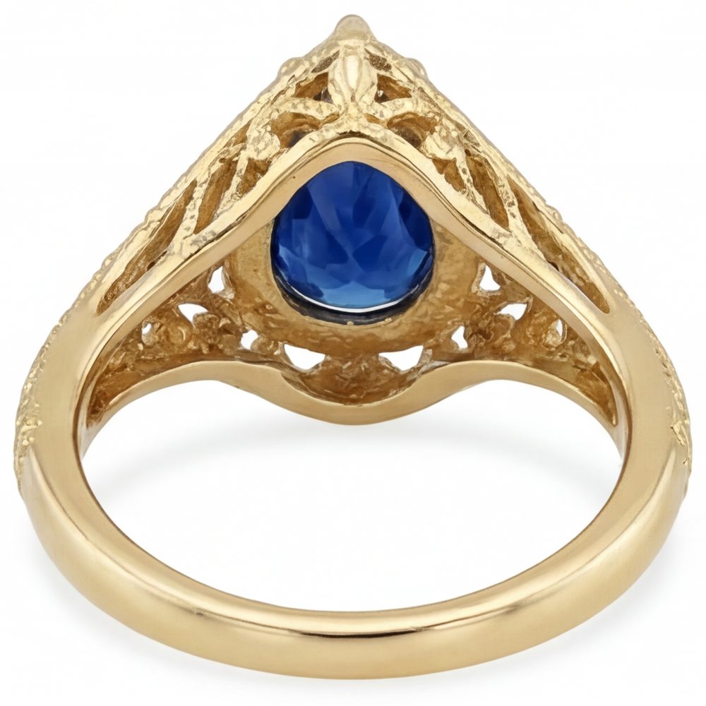 Realizzato a mano Zaffiro Blu Fiordaliso Anello con Pietra Preziosa 4 carati – vista posteriore