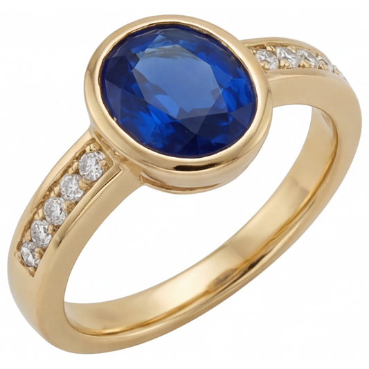 Zaffiro Blu Fiordaliso Anello Pietra Colorata – vista frontale