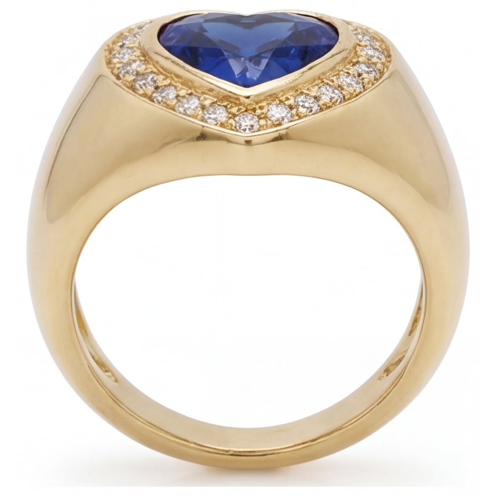 Zaffiro Blu Fiordaliso Anello Pietra Colorata 3,75 carati Oro 14 Carati Giallo – vista profilo