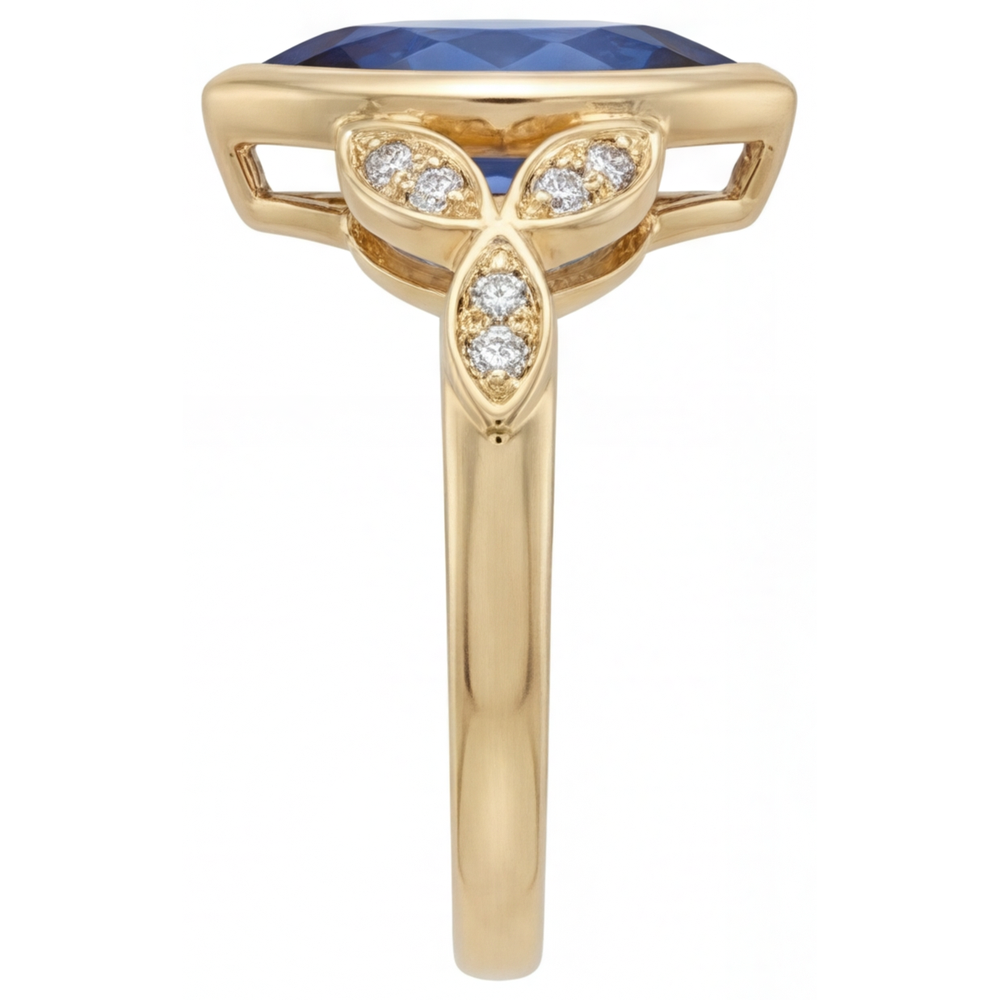 Zaffiro Blu Fiordaliso Anello Pietra Colorata 3 carati Oro Giallo 14K – vista angolare