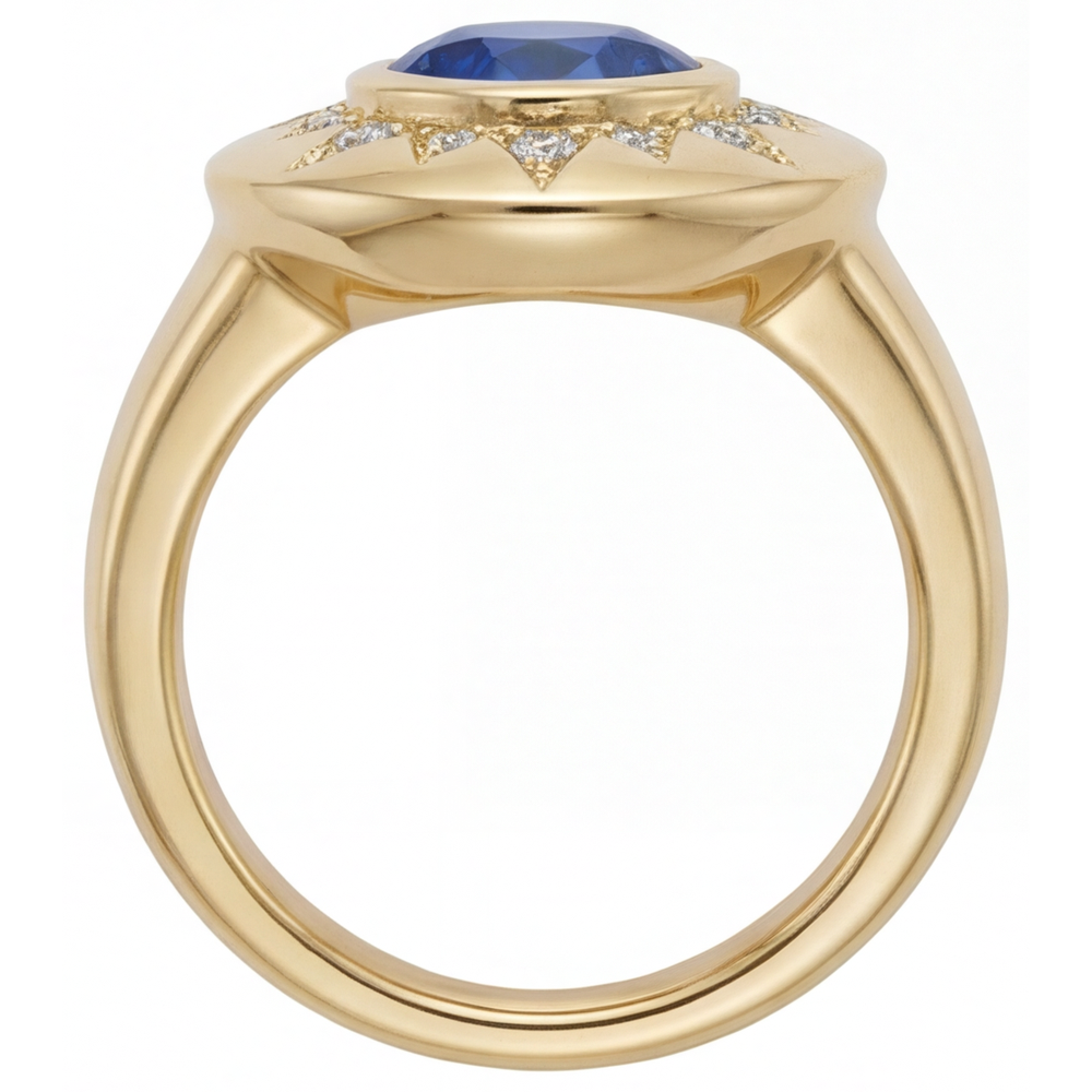 Zaffiro Blu Reale Anello con Gemma – vista angolare