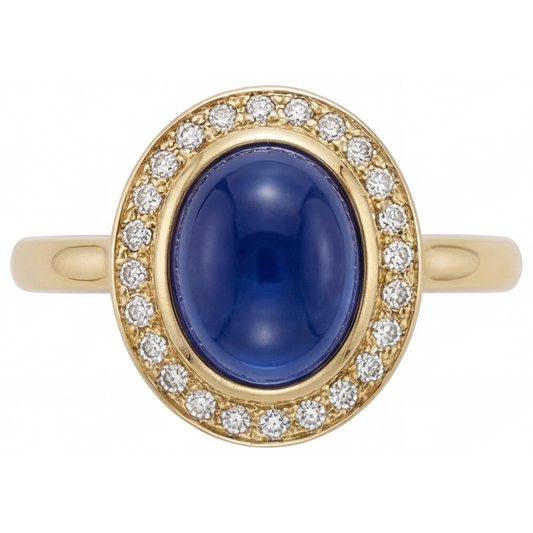 Zaffiro Blu Reale Anello con Gemma 3,75-carati Oro 14 Carati Giallo – vista frontale