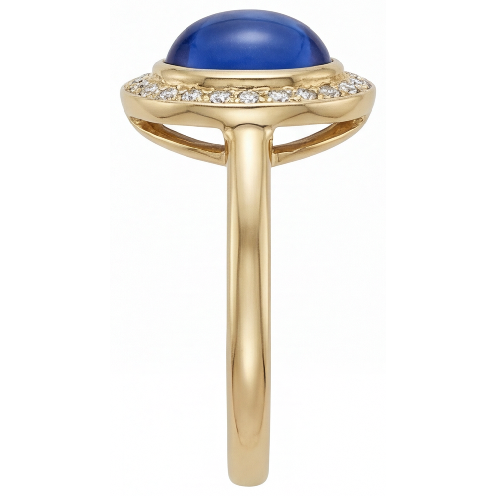 Zaffiro Blu Reale Anello con Gemma 3,75 carati Oro 14 Carati Giallo – vista angolare