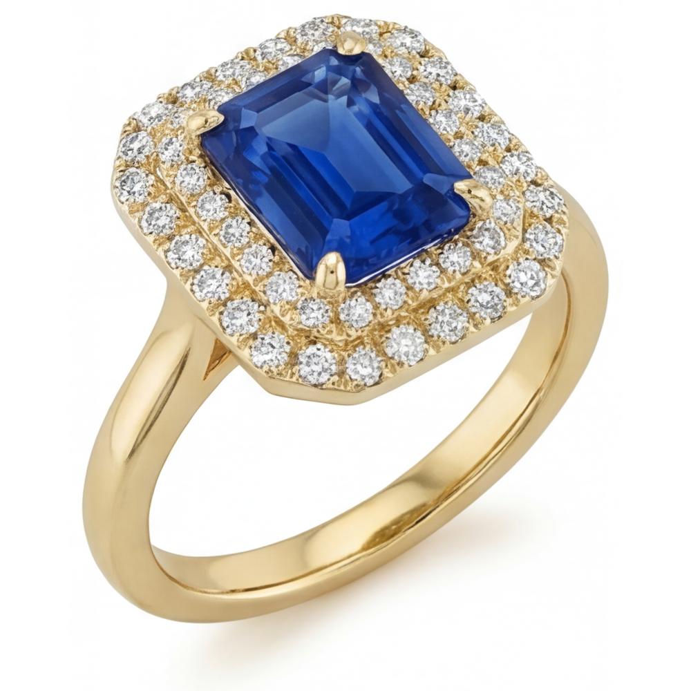 Fine Zaffiro Blu Reale Anello con Gemma 4 carati – vista laterale