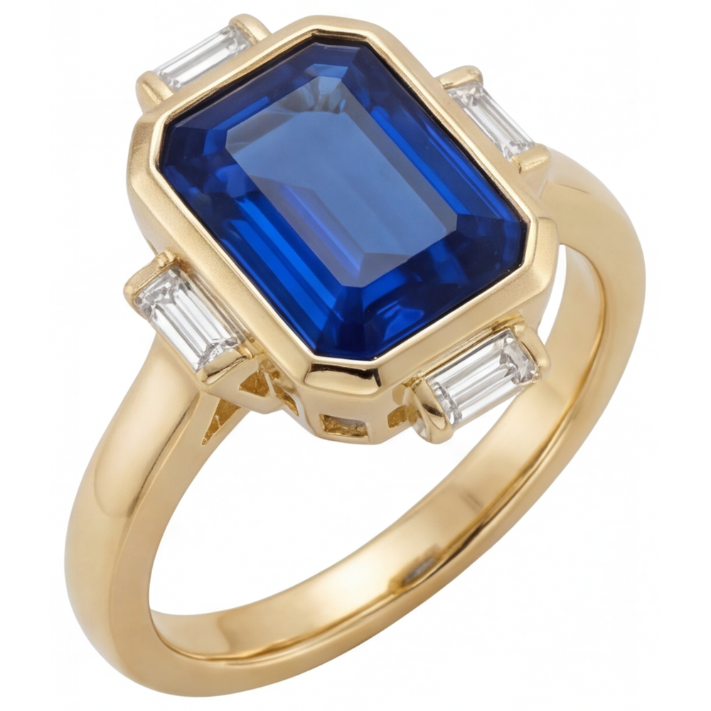 Zaffiro Blu Reale Anello con Pietra Preziosa – vista frontale