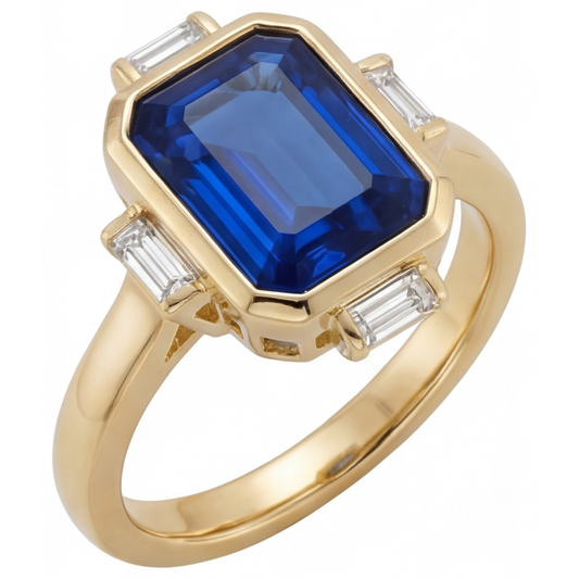 Zaffiro Blu Reale Anello con Pietra Preziosa – vista frontale