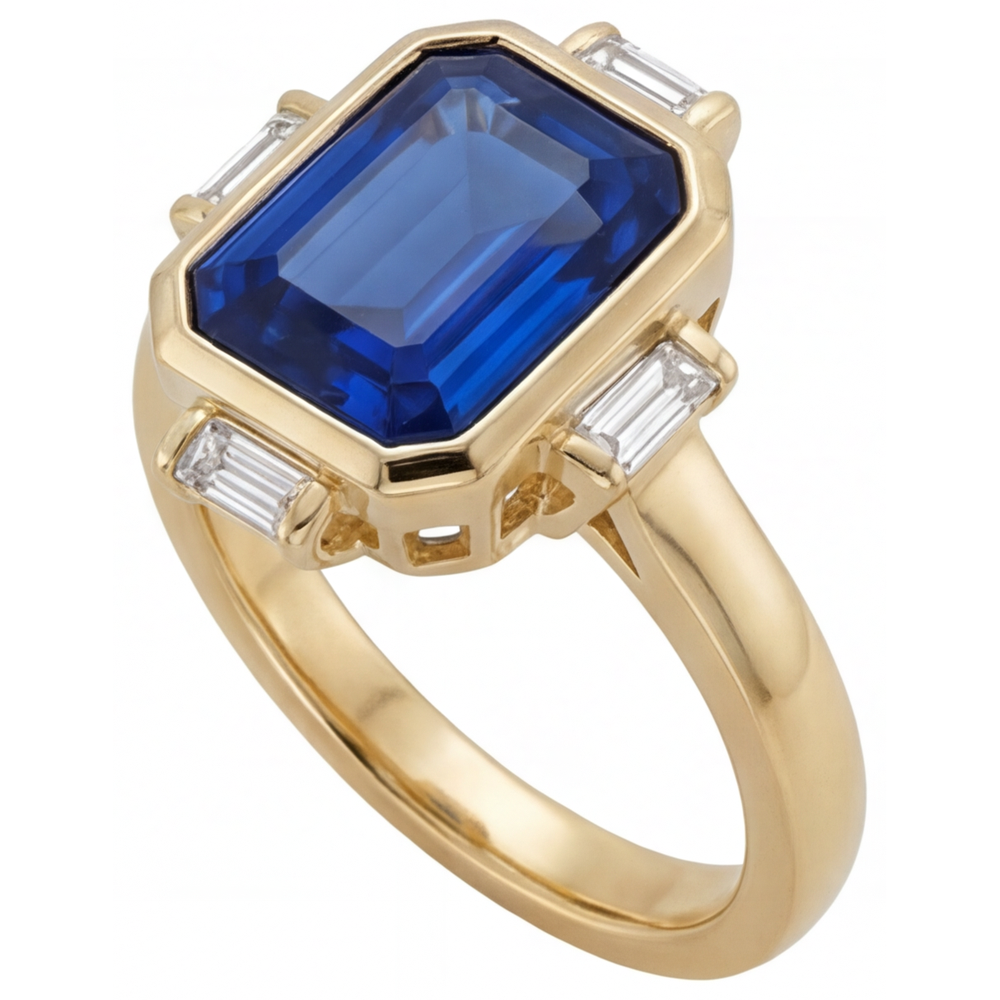 Zaffiro Blu Reale Anello con Pietra Preziosa – vista laterale