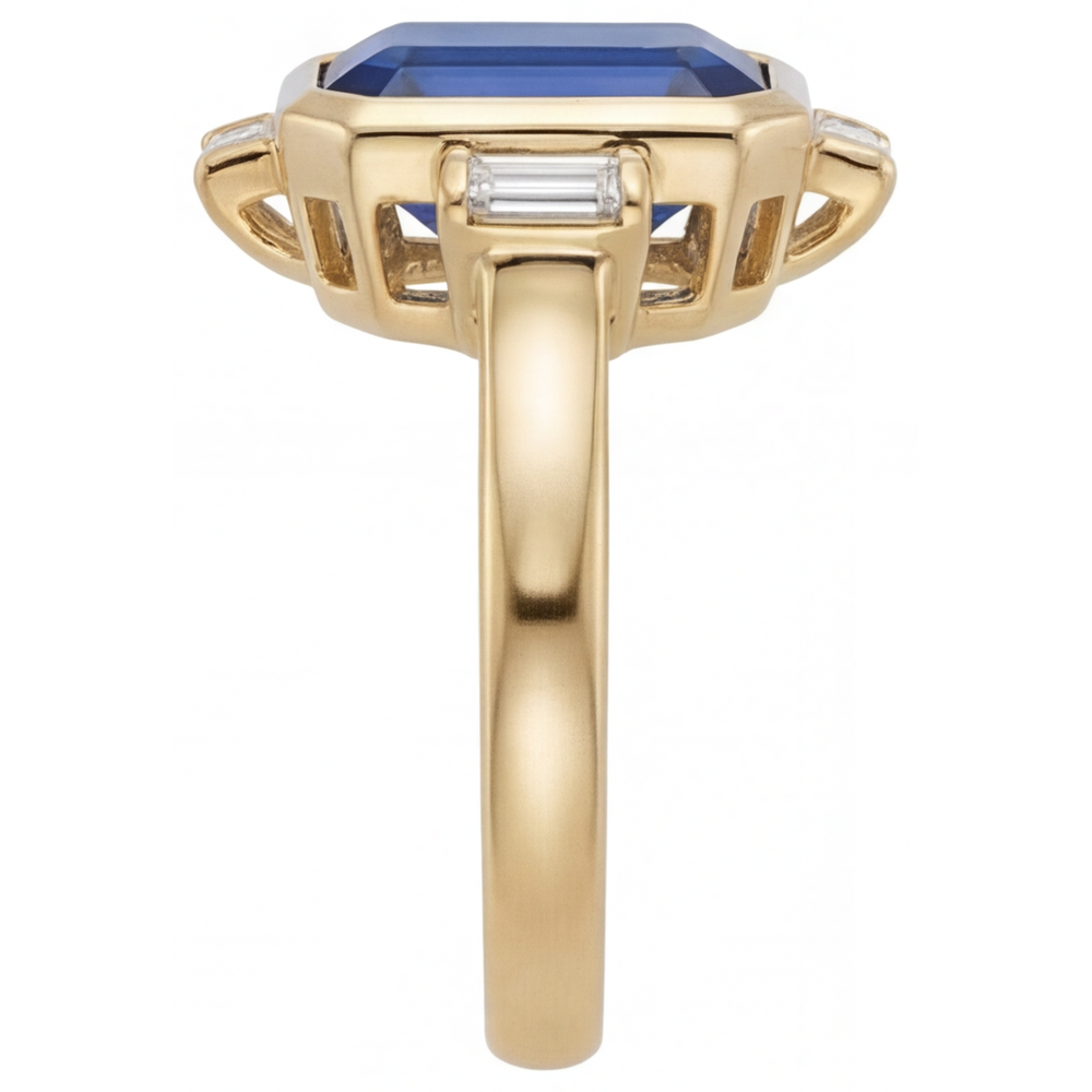 Fine Zaffiro Blu Reale Anello con Pietra Preziosa 4,80 carati – vista profilo