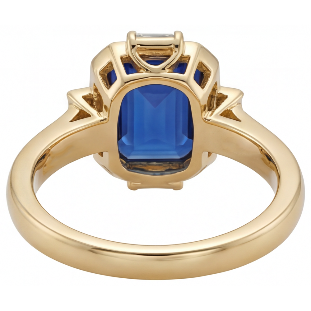 Anello con Pietra Preziosa Oro Giallo 14K con Zaffiro Blu Reale – vista dall'alto