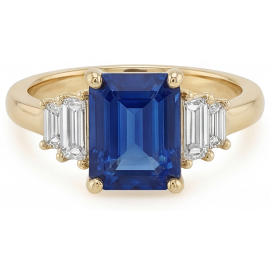 Zaffiro Blu Reale Anello Pietra Colorata – vista frontale