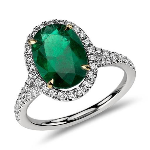 10 carati ovale verde smeraldo e diamante rotondo anello gioielleria raffinata - harrychadent.it