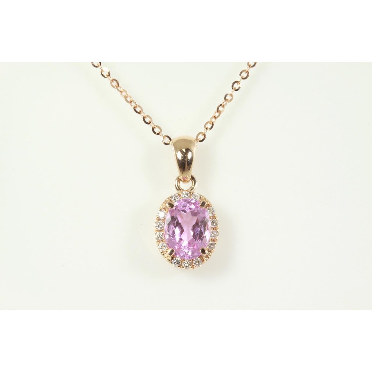 10 carati rosa ovale Kunzite con gioielli da donna ciondolo diamante - harrychadent.it