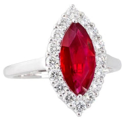 10.50 carati di diamanti con rubino rosso anello in oro bianco 14K