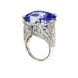 11,50 carati cuscino Sri Lanka zaffiro rotondo anello in oro bianco diamante