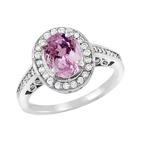 11.85 carati Kunzite rosa con diamanti Anniversario Anello in oro bianco - harrychadent.it