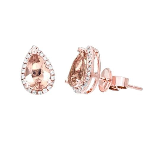 12.10 ct. Orecchini a perno con pera Morganite e diamanti rotondi Oro 14K - harrychadent.it