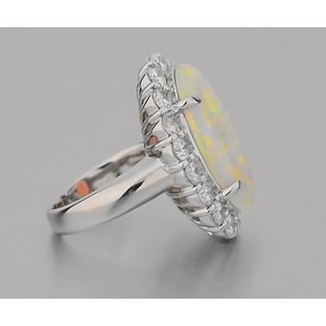 12.50 Carati Anello Nuziale Opale E Diamanti Nuovo Oro Bianco 14K - harrychadent.it