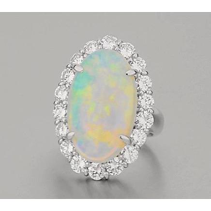 12.50 Carati Anello Nuziale Opale E Diamanti Nuovo Oro Bianco 14K - harrychadent.it