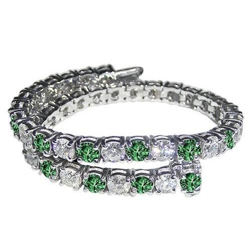 14 ct. Bracciale Tennis Diamanti Verdi Bianchi Oro Bianco - harrychadent.it