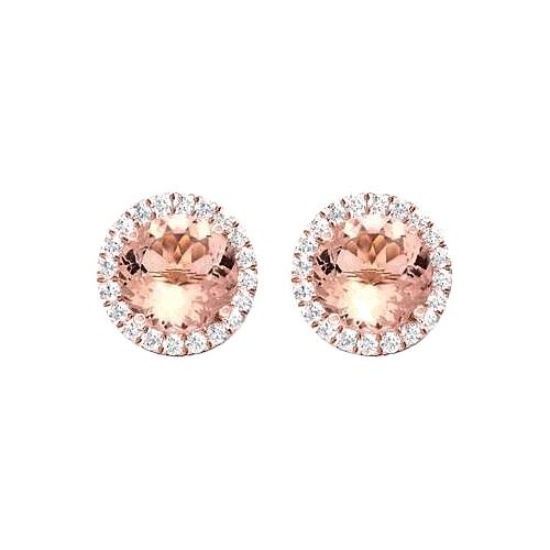 14.50 Carati Orecchini Morganite e Diamanti Oro Rosa 14K - harrychadent.it