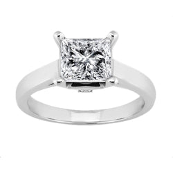 1,60 carati principessa diamante con 14 carati oro bianco solitario anello di fidanzamento