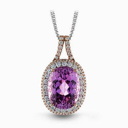 16.25 carati Kunzite rosa ovale con pendente in oro rosa 14K