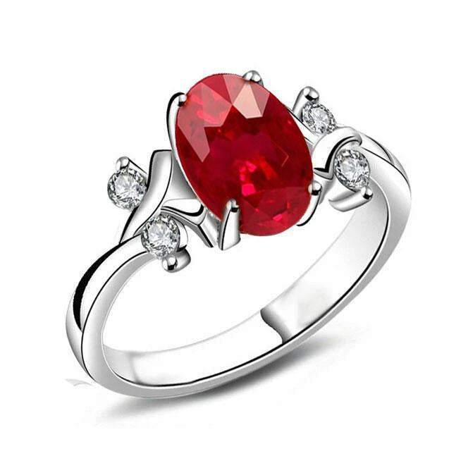 1,70 carati rosso rubino con diamanti anello fantasia gioielli 14K Prong Set - harrychadent.it