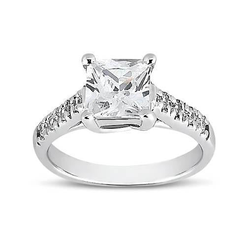 1.50 carati Princess & Round Diamond Ring con accenti in oro bianco 14K - harrychadent.it