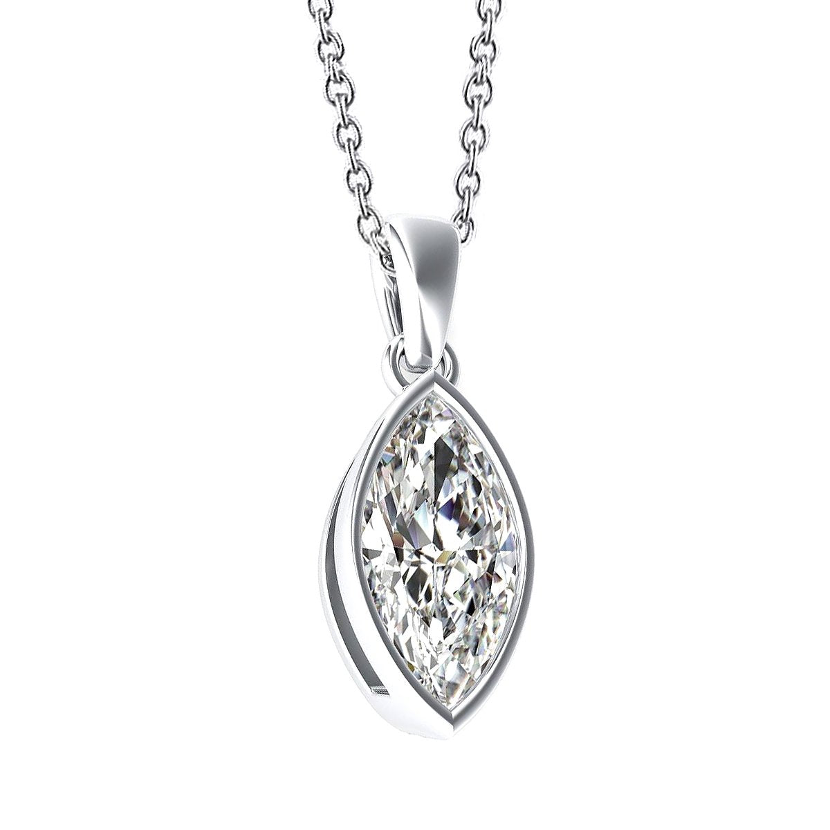 1.5 carati Solitaire Marquise Cut Diamond Pendente in oro bianco 14K - harrychadent.it