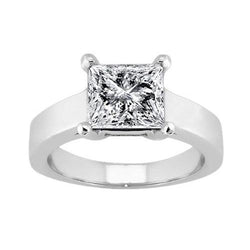 1.50 carati Solitaire Princess Diamond Ring Oro bianco 14K