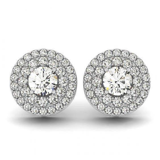 1.68 carati di diamanti rotondi orecchini Halo paio di orecchini in oro bianco 14K - harrychadent.it