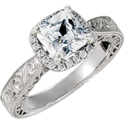 1.70 carati cuscino diamante fidanzamento anello alone solido oro bianco 14k