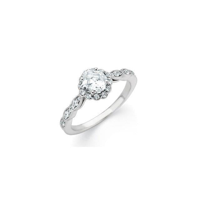 1.86 carati. Anello da sposa con diamanti tondi brillanti Asscher Halo - harrychadent.it