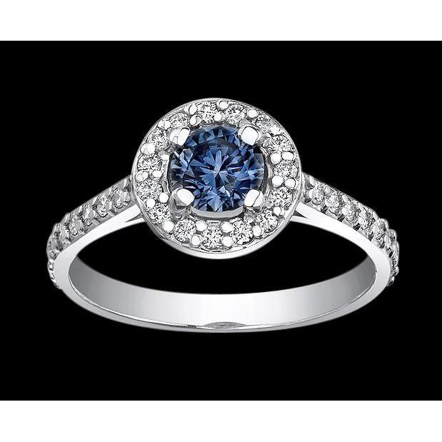 2 Ct. Anello in oro bianco con gemme di diamante blu Halo - harrychadent.it