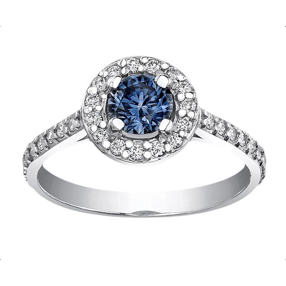 2 Ct. Anello in oro bianco con gemme di diamante blu Halo - harrychadent.it