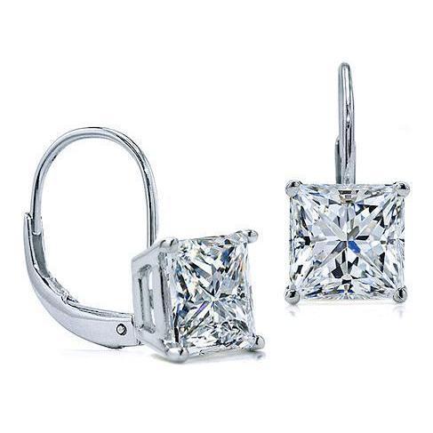 2 carati D Vvs1 Orecchini con diamanti taglio principessa Leverback Eurowire 14K bianco oro - harrychadent.it