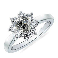 2 carati Halo Round Old Miner Diamond Ring Star Style Gold 14K