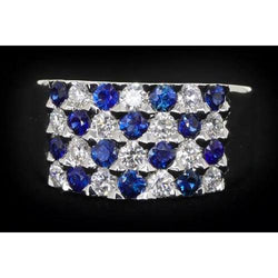 2 carati blu zaffiro pietre anniversario anello gambo spesso
