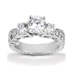 2 carati diamanti stile antico fidanzamento 3 pietre anello oro nuovo