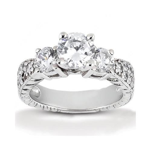 2 carati diamanti stile antico fidanzamento 3 pietre anello oro nuovo - harrychadent.it