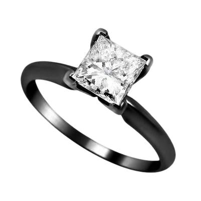 2 carati principessa diamante solitario anello di fidanzamento in oro nero 14k - harrychadent.it