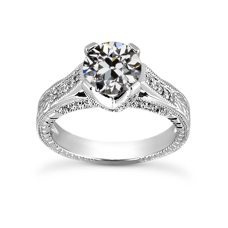 2 carati stile antico anello di fidanzamento rotondo vecchio minatore diamante - harrychadent.it