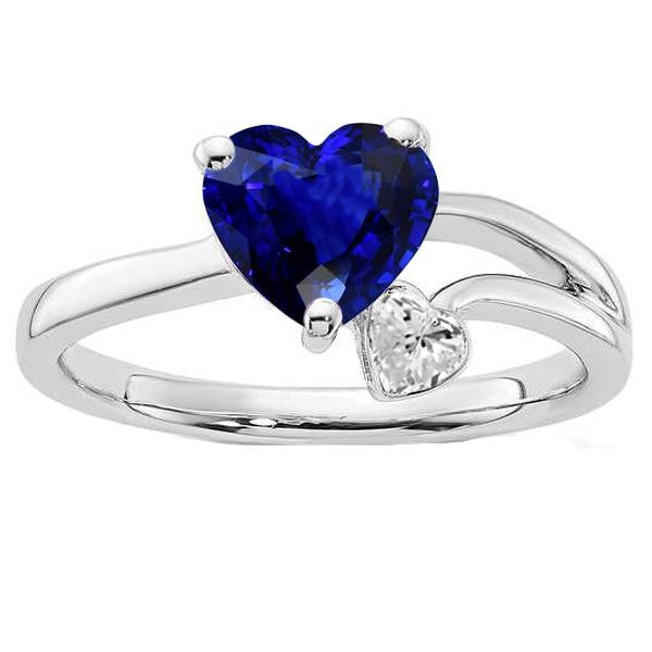2 pietre diamante anello cuore profondo blu zaffiro gambo diviso 2.25 carati - harrychadent.it